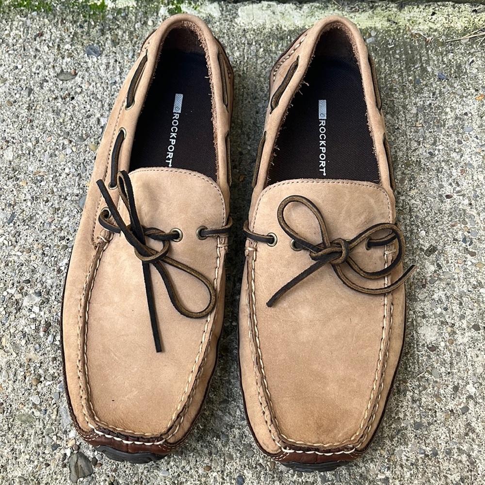 Men’s Tan Leather Rockport casual shoes size 10 1/2m